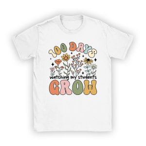 100 Days Growing Boho Flowers Teacher 100th Day of School T-Shirt TS1275