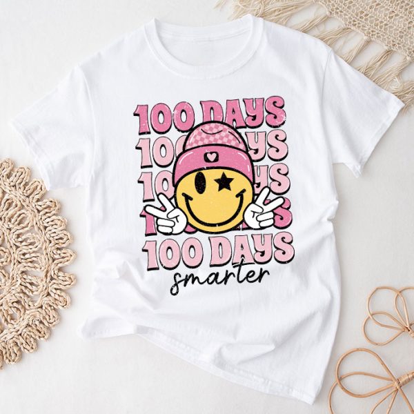 100 Days Smarter Happy 100th Day Of School Groovy Boy Girl T-Shirt TS1108