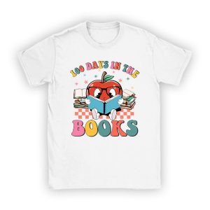 100 Days in the Books Reading Teacher 100th Day of School T-Shirt TS1047