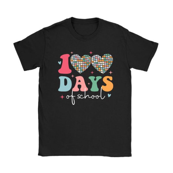 100 Days of School Retro Disco Hearts 100th Day of School T-Shirt TS1220