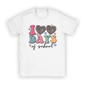 100 Days of School Retro Disco Hearts 100th Day of School T-Shirt TS1224
