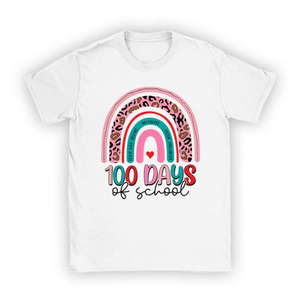 100th Day Of School Teacher 100 Days Smarter Boho Rainbow T-Shirt TS1085