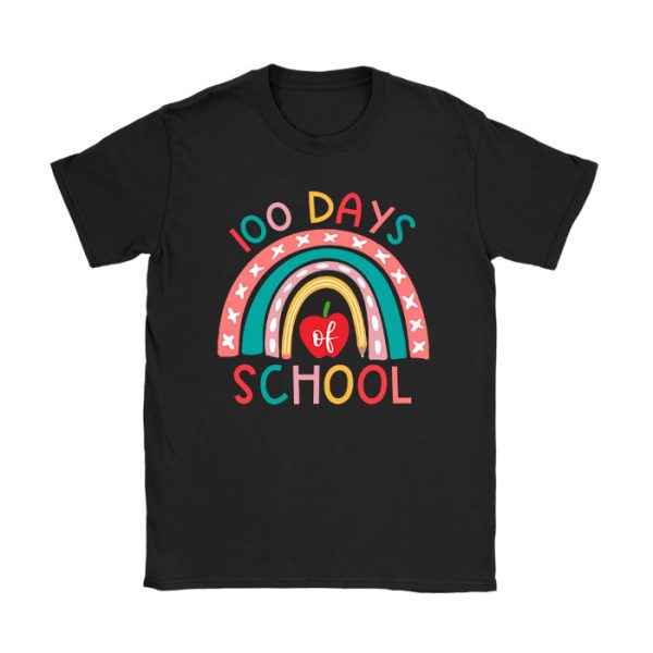 100th Day Of School Teacher 100 Days Smarter Boho Rainbow T-Shirt TS1086