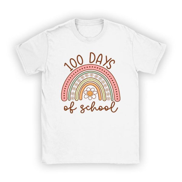 100th Day Of School Teacher 100 Days Smarter Boho Rainbow T-Shirt TS1087