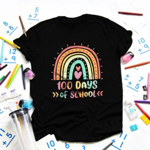 Cute 100 Days Of School Rainbow 100th Day Of School T-Shirt TS1114