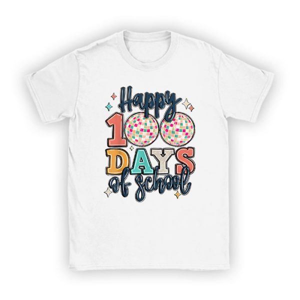 Happy 100 Days Of School Retro Disco 100th Day of School T-Shirt TS1075