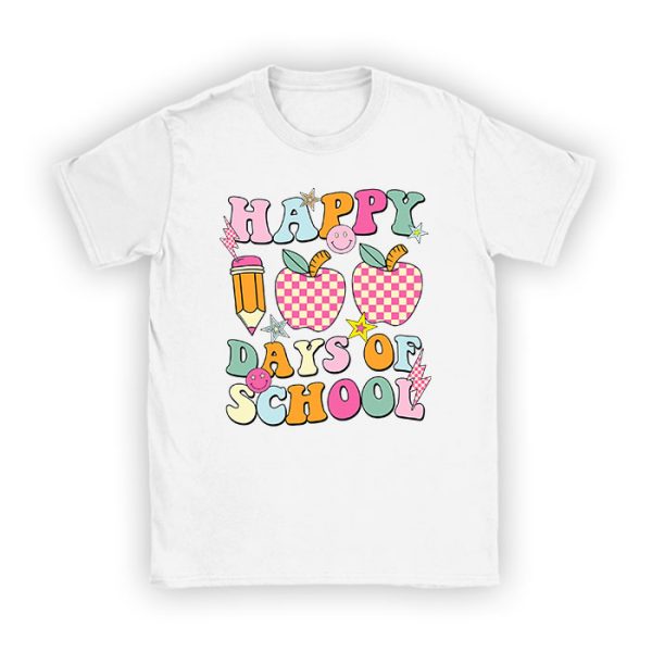 Happy 100th Day Of School Teacher Kids Retro Groovy 100 Days T-Shirt TS1059