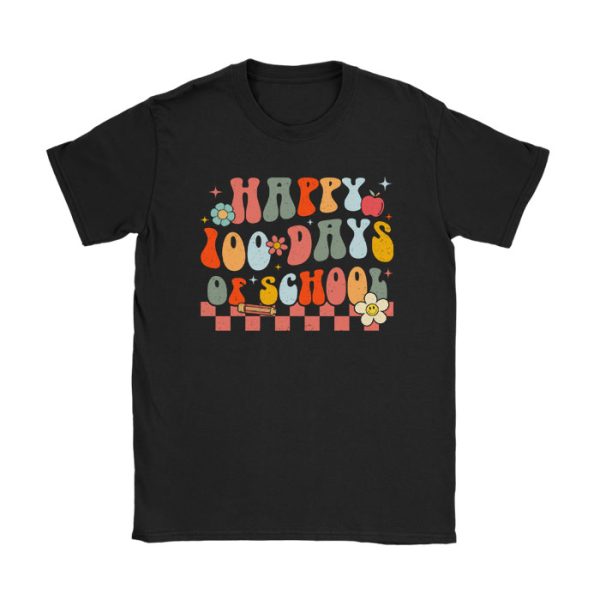 Happy 100th Day Of School Teacher Kids Retro Groovy 100 Days T-Shirt TS1061