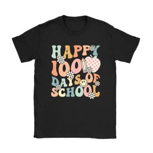 Happy 100th Day Of School Teacher Kids Retro Groovy 100 Days T-Shirt TS1062