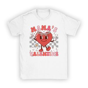 Retro Groovy Mama is My Valentine Cute Heart Boys Girls Kids T-Shirt TS1142