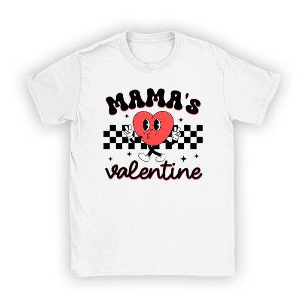 Retro Groovy Mama is My Valentine Cute Heart Boys Girls Kids T-Shirt TS1144