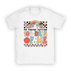 Retro Groovy School Boys Girls Kids Gift 100 Days Of School T-Shirt TS1016