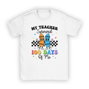 Retro Groovy School Boys Girls Kids Gift 100 Days Of School T-Shirt TS1017