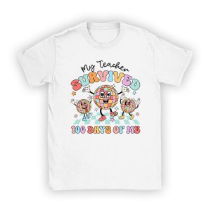 Retro Groovy School Boys Girls Kids Gift 100 Days Of School T-Shirt TS1019