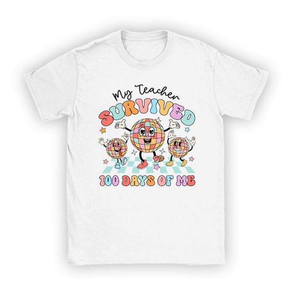 Retro Groovy School Boys Girls Kids Gift 100 Days Of School T-Shirt TS1019