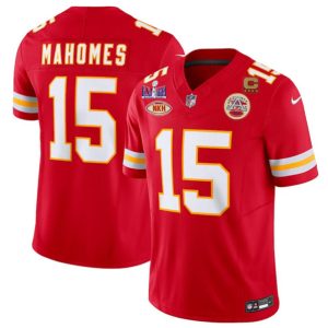 Kansas City Chiefs #15 Patrick Mahomes Red 2024 F.U.S.E. Super Bowl LVIII Patch With "NKH" Patch And 4-star C Patch Vapor Untouchable Limited Jersey