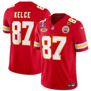 Kansas City Chiefs #87 Travis Kelce Red 2024 F.U.S.E. Super Bowl LVIII Patch With "NKH" Patch And 4-star C Patch Vapor Untouchable Limited Jersey