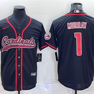 Men Arizona Cardinals #1 Kyler Murray Black With Patch Cool Base Stitched Baseball Jersey