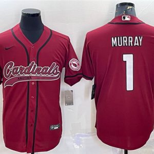 Men Arizona Cardinals #1 Kyler Murray Red With Patch Cool Base Stitched Baseball Jersey