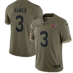 Men Arizona Cardinals #3 Budda Baker 2022 Olive Salute To Service Limited Stitched Jersey