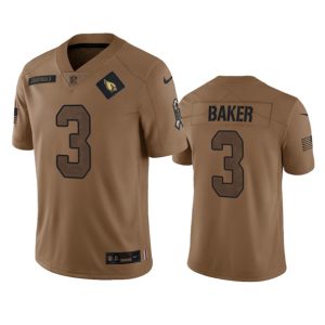 Men Arizona Cardinals #3 Budda Baker 2023 Brown Salute To Service Limited Football Stitched Jersey