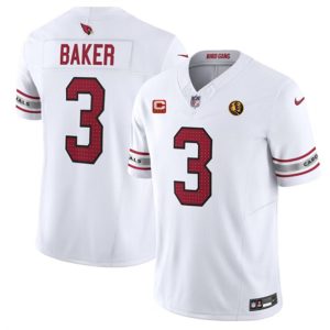 Men Arizona Cardinals #3 Budda Baker White 2023 F.U.S.E. With 4-Star C Patch And John Madden Patch Vapor Limited Football Stitched Jersey