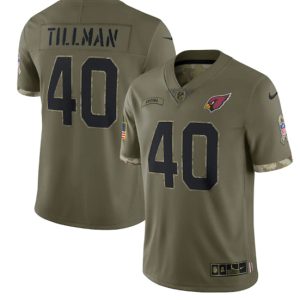 Men Arizona Cardinals #40 Pat Tillman 2022 Olive Salute To Service Limited Stitched Jersey