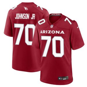 Men Arizona Cardinals #70 Paris Johnson Jr Red 2023 Draft Stitched Game Football Jersey