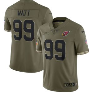 Men Arizona Cardinals #99 J.J. Watt 2022 Olive Salute To Service Limited Stitched Jersey