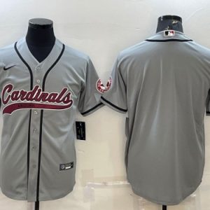 Men Arizona Cardinals Blank Gray With Patch Cool Base Stitched Baseball Jersey