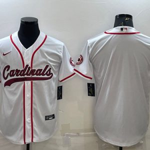 Men Arizona Cardinals Blank White With Patch Cool Base Stitched Baseball Jersey