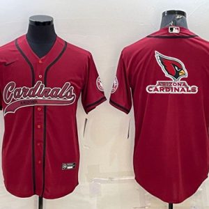 Men Arizona Cardinals Red Team Big Logo With Patch Cool Base Stitched Baseball Jersey