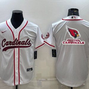 Men Arizona Cardinals White Team Big Logo With Patch Cool Base Stitched Baseball Jersey