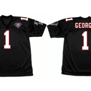 Men Atlanta Falcons #1 Jeff George Black 1994 Home Throwback Stitched Football Jersey