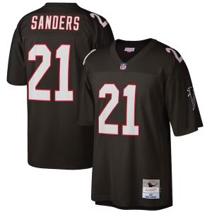 Men Atlanta Falcons #21 Deion Sanders Black 1992 Stitched Football Game Jersey