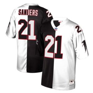 Men Atlanta Falcons #21 Deion Sanders Black/White Split Stitched Jersey