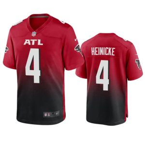 Men Atlanta Falcons #4 Taylor Heinicke Red/Black Football Stitched Game Jersey