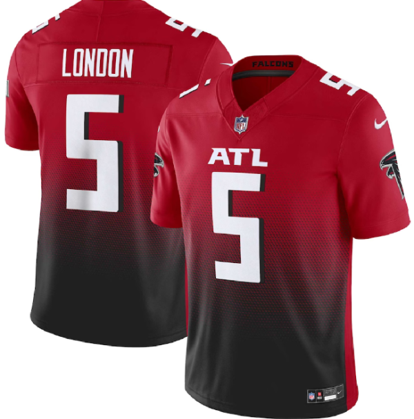 Men Atlanta Falcons #5 Drake London Red/Black 2023 F.U.S.E. Vapor Untouchable Limited Football Stitched Jersey