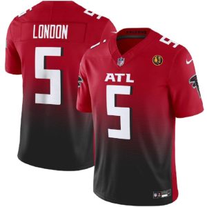 Men Atlanta Falcons #5 Drake London Red/Black 2023 F.U.S.E. With John Madden Patch Vapor Limited Football Stitched Jersey