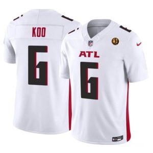 Men Atlanta Falcons #6 Younghoe Koo White 2023 F.U.S.E. With John Madden Patch Vapor Limited Football Stitched Jersey