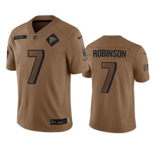 Men Atlanta Falcons #7 Bijan Robinson 2023 Brown Salute To Setvice Limited Football Stitched Jersey