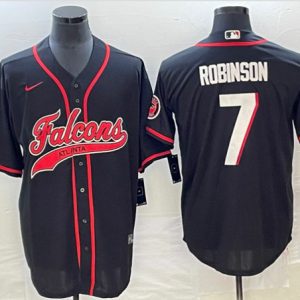 Men Atlanta Falcons #7 Bijan Robinson Black With Patch Cool Base Stitched Baseball Jersey