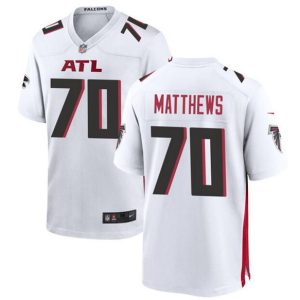 Men Atlanta Falcons #70 Jake Matthews White Stitched Football Game Jersey