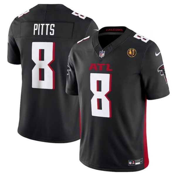 Men Atlanta Falcons #8 Kyle Pitts Black 2023 F.U.S.E. With John Madden Patch Vapor Limited Football Stitched Jersey