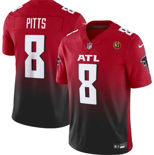 Men Atlanta Falcons #8 Kyle Pitts Red/Black 2023 F.U.S.E. With John Madden Patch Vapor Limited Football Stitched Jersey