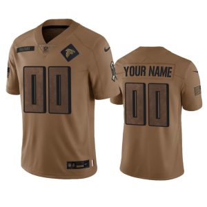 Men Atlanta Falcons Active Player Custom 2023 Brown Salute To Setvice Limited Football Stitched Jersey