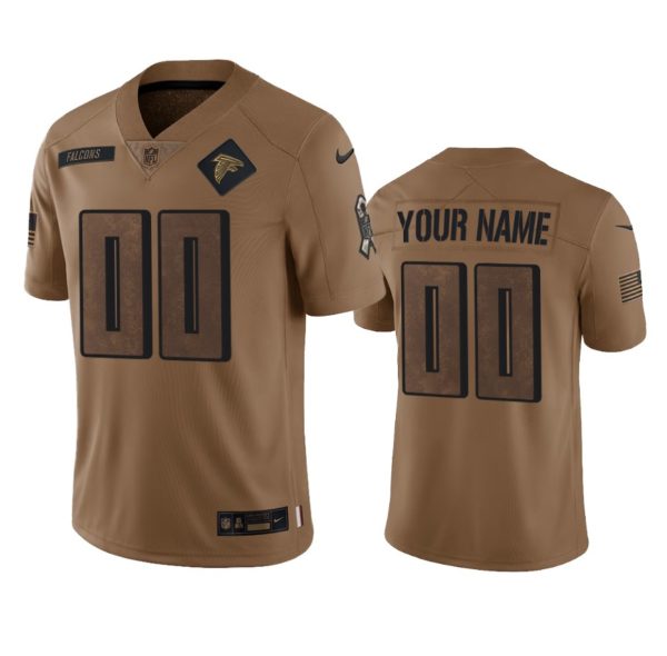 Men Atlanta Falcons Active Player Custom 2023 Brown Salute To Setvice Limited Football Stitched Jersey