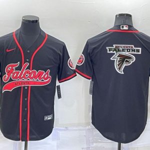 Men Atlanta Falcons Black Team Big Logo With Patch Cool Base Stitched Baseball Jersey