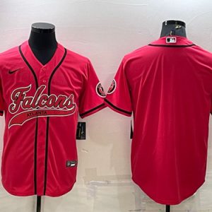 Men Atlanta Falcons Blank Red With Patch Cool Base Stitched Baseball Jersey