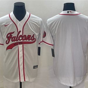 Men Atlanta Falcons Blank White With Patch Cool Base Stitched Baseball Jersey